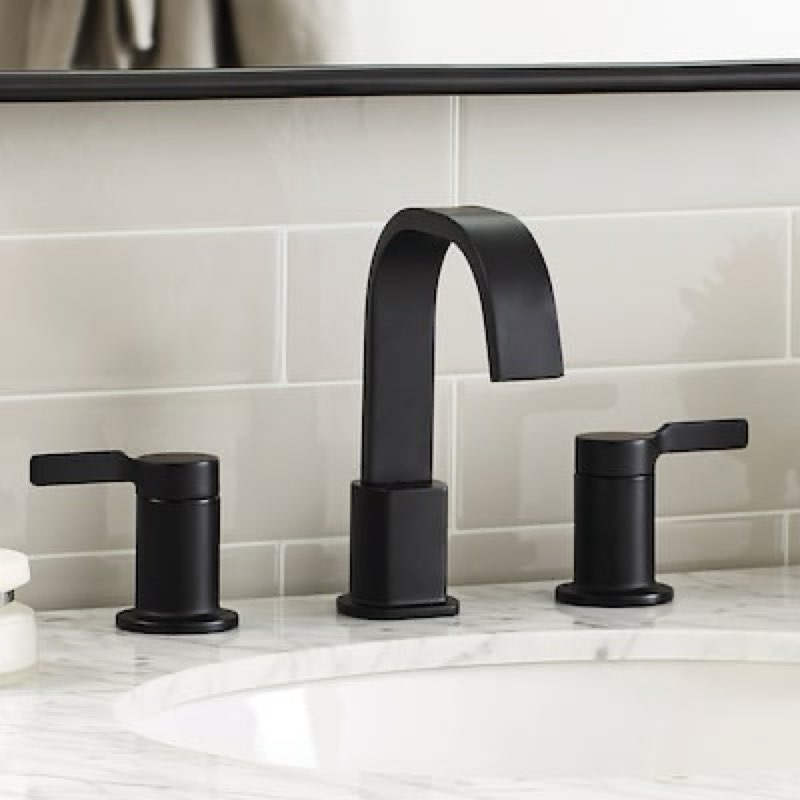  allen + roth veda matte black widespread 2-handle watersense high-arc residential handle