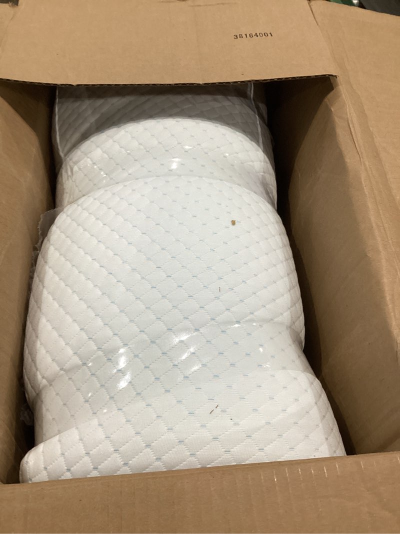 Condition photo showing As Is for mini crib mattress, 38x24x4 inch dual sided comfort memory foam portable crib mattress, soft breathable baby mattresses for mini and portable cribs with machine washable cover 38x24x4in