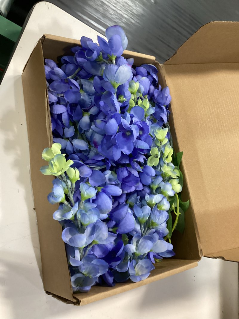 Condition photo showing Good Condition for mizii 6pcs royal blue wisteria hanging flowers 48" silk wisteria artificial flowers garland vines fake hanging flowers decoration for wedding flower wall backdrop centerpieces room decor (royal blue)