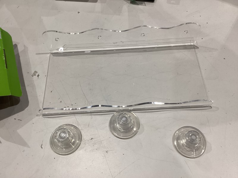 Condition photo showing Good Condition for mainstays 13 acrylic window plant shelf with strong suction cups clear no-drill display shelf