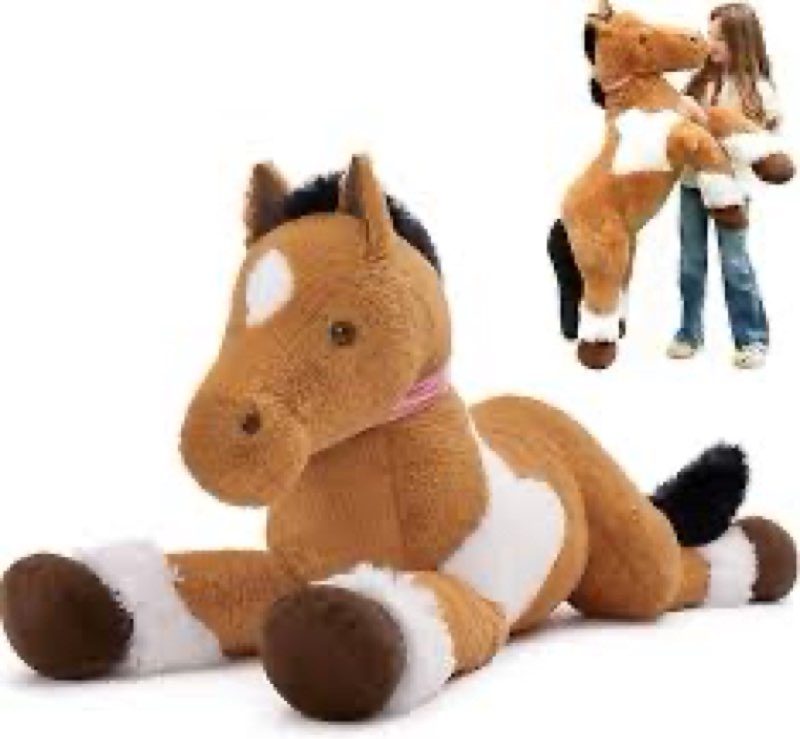 Tezituor 47inches Giant Realistic Horse Stuffed Animals, 4ft Soft Horse Plush Hugging Pillow, Large Stuffed Pony Plush Toys Birthday Gift for Boys Girls