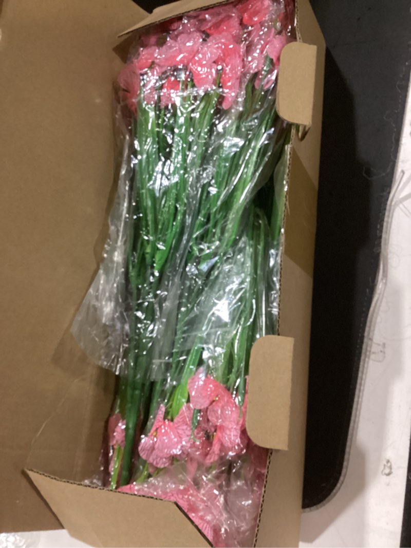 Condition photo showing Good Condition for 24 bundles artificial flowers for outdoors, realistic fake silk flowers for outside decoration, no fade faux plants outdoor planter window box porch patio decor(pink) pink 24pcs