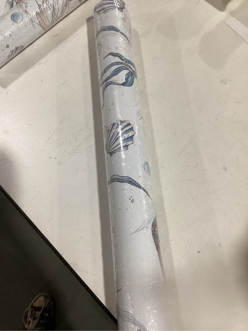 HeloHo Peel and Stick Wallpaper Light Blue Wall Paper Ocean Jellyfish Seaweed Self Adhesive Removabl