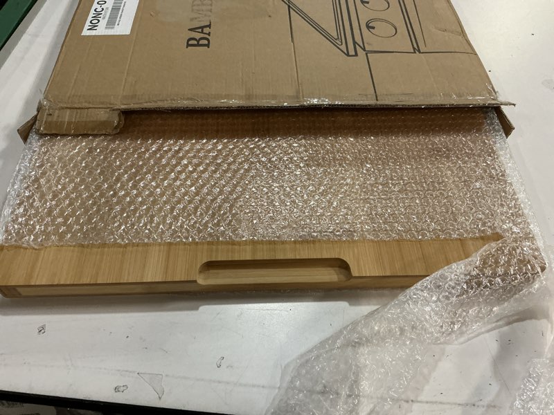Condition photo showing Good Condition for 30 inch extra large bamboo cutting boards for kitchen, wood cutting board with deep juice groove and handle heavy duty chopping board, oversized stove top cover, kikcoin, 30" x 20"