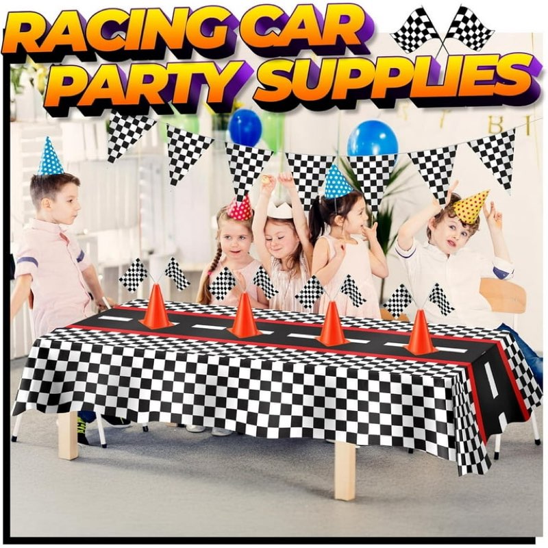 Racing Cars Birthday Decorations - Racecar Centerpiece Decoration Kit for Kids - (12) Orange Traffic