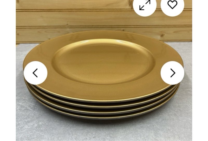 Set of 4 Matte Gold 13" Charger Plates Heavy Duty Plastic Tableware Taiwan
