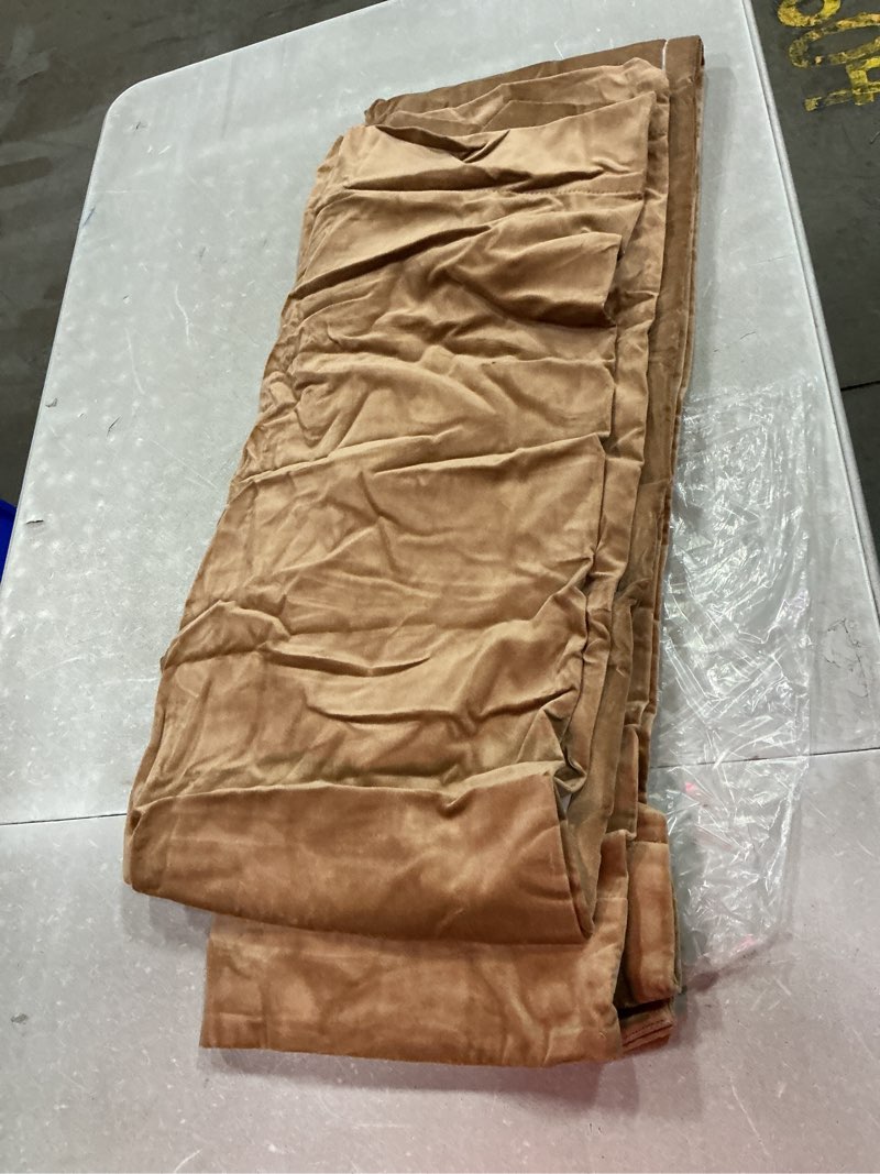 Condition photo showing Good Condition for quince cotton velvet room darkening curtain - single panel - 48” x 96”  camel