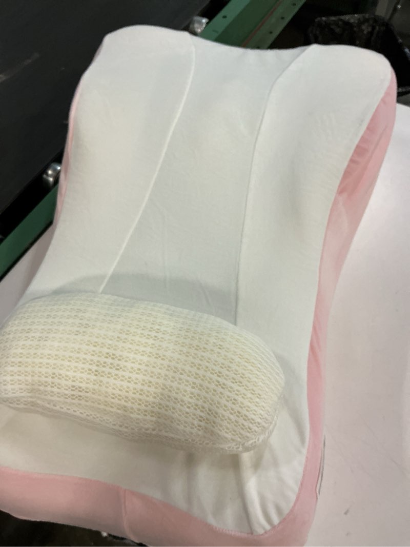 Condition photo showing Good Condition for Ergonomic S Curve Reading Pillow for Sitting in Bed Adult- Back Pillow for Bed Sitting up with Adjustable Headrest- Memory Foam, Pink