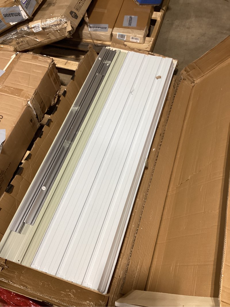 Condition photo showing As Is for 6x4 Ft Storage Shed with Floor, Permanent Steel Building with Lockable Doors & Air Vent for Backyard Garden Patio Lawn - Yellow