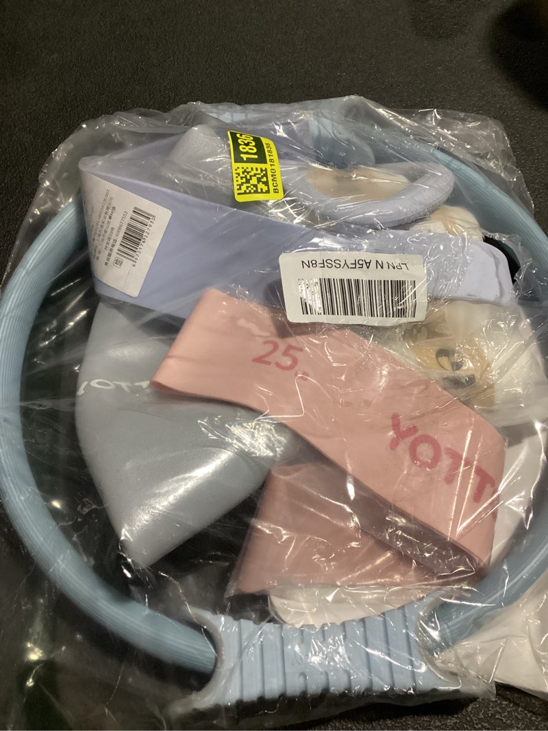 Condition photo showing Good Condition for yottoy pilates ring and ball set, figure 8 resistance bands, stretch bands&guide,pilates equipment set for beginners for home workouts core strength, yoga, physical therapy & rehab 13.5 inch pink