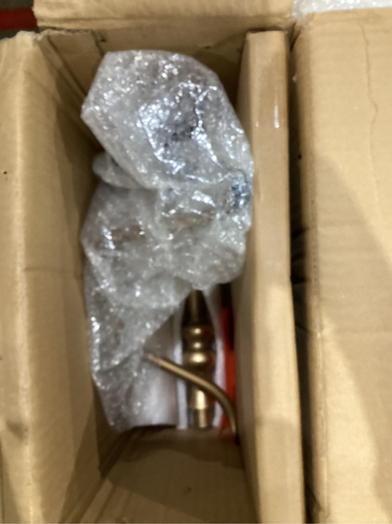 Condition photo showing As Is for Brass Distressed Iron Round Pedestal End Table, 25 Inch Vintage Martini Cocktail Accent Table with Tray Top for Living Room, Bedroom (Bronze)