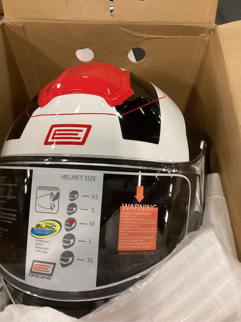 Condition photo showing New/Like New for origine helmet modular bluetooth voice dial motorcycle helmet hands-free calling,dot approved spike red white medium