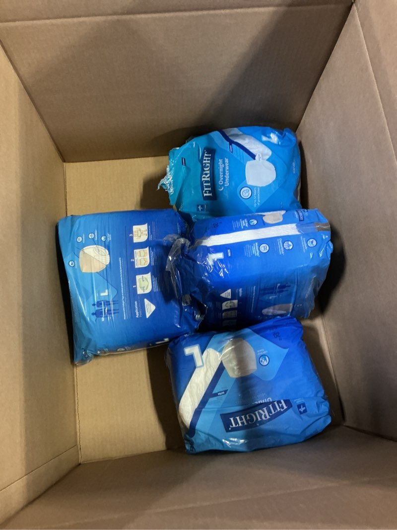 Condition photo showing As Is for fitright ultra adult incontinence underwear, heavy absorbency, large, 40 - 56, 4 packs of 20 (80 total)