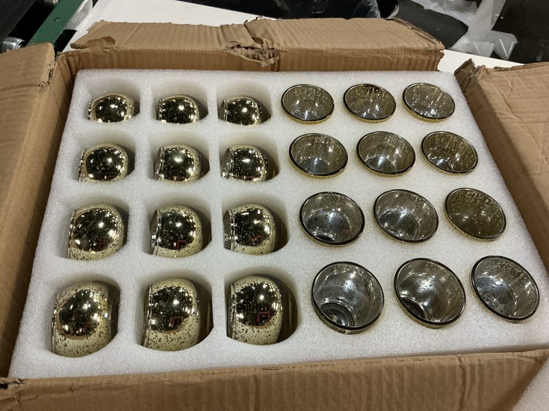 Condition photo showing Good Condition for devi 48pcs assorted gold votive candle holders bluk, gold wedding decorations, mercury glass candle holder for tea lights, christmas party diwali centerpieces for table, wedding party supplies