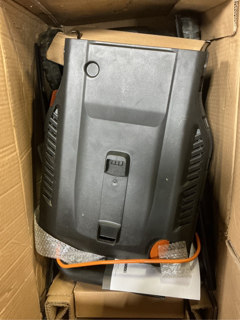 Condition photo showing As Is for worx 14" cordless lawn mower, 2 in 1 electric mower cuts quietly, compact & lightweight push lawn mower with 6-position height adjustment for small yards, 2 batteries & charger included, wg779 14" 40v mower w/(2) 4.0ah batteries