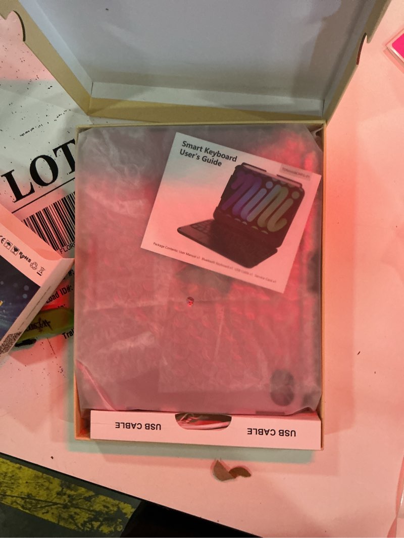 Condition photo showing New/Like New for fuwang keyboard case for ipad mini 7 a17 pro (2024) & ipad mini 6th generation (2021) 8.3-inch, 360° swivel, multi-touch trackpad, 7-color backlit, keyboard cover with pencil holder, rose gold