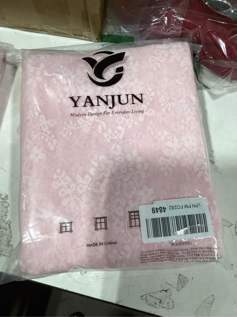 Condition photo showing New/Like New for yj yanjun vintage lace curtains elegant floral pink sheer french door curtains set of 2 shabby chic voile door drapes for door window living room girls room 52" w x 72" l 2 panels light pink 52"w x 72"l (pack of 2)
