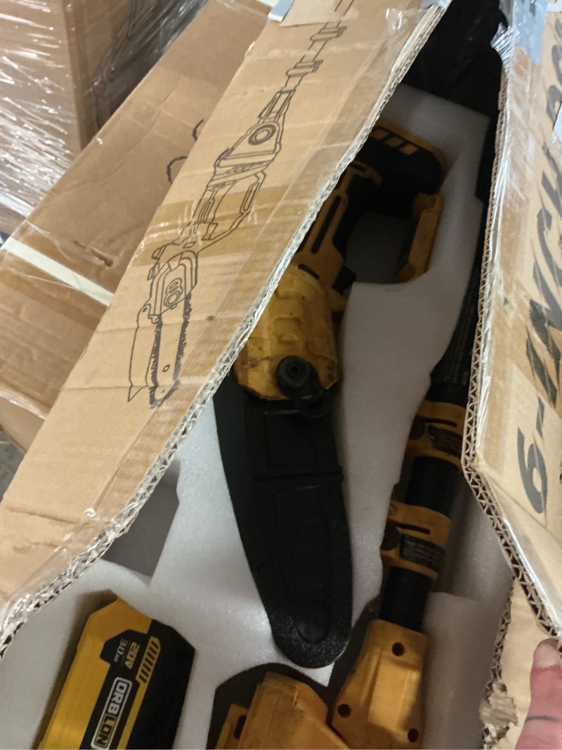 Condition photo showing As Is for 2-in-1 cordless 6 inch pole saw & mini chainsaw, 20v max* 3.0 ah battery powered chain saw, brushless motor, lightweight (7.1 lbs), 14.2 ft max reach pole saw for tree trimming, wood cutting battery included