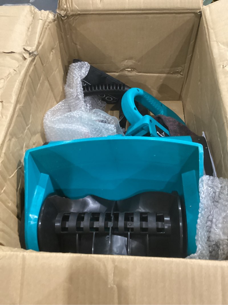 Condition photo showing As Is for 21V 11In Cordless Snow Shovel, 800W Foldable Battery Powered Snow Blower Thrower with Rechargeable Battery Gloves Goggles for Driveway Patio