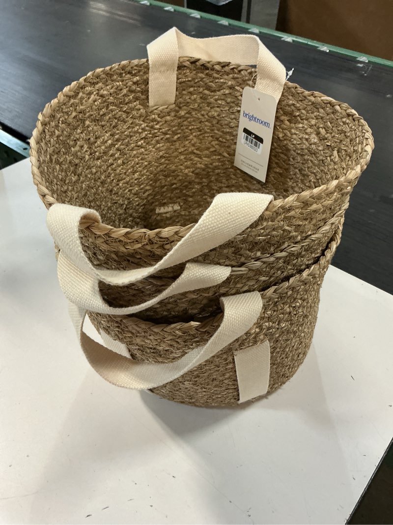 Condition photo showing Good Condition for 3 pack braided seagrass round basket - brightroom™