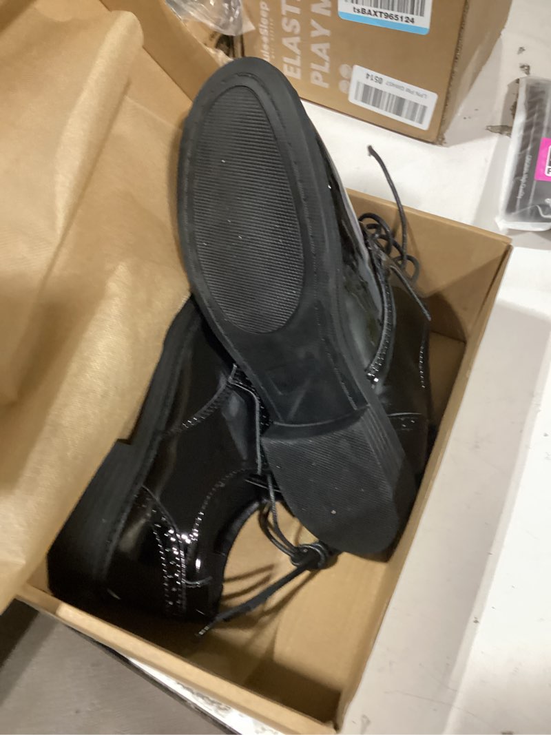 Condition photo showing Good Condition for oxford shoes for women black formal lace up flats dress saddle work office ladies business casual dressy shoes 6.5 889black