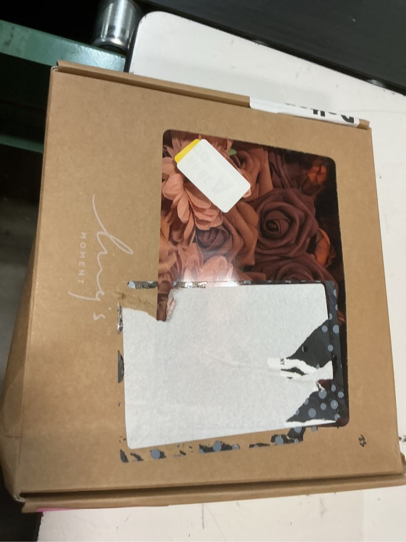 Condition photo showing New/Like New for ling's moment artificial flowers fake silk dahlia faux foam roses combo for diy wedding bouquets centerpieces arrangements bridal shower party home decorations, amber & terracotta, 23pcs or-amber & terracotta