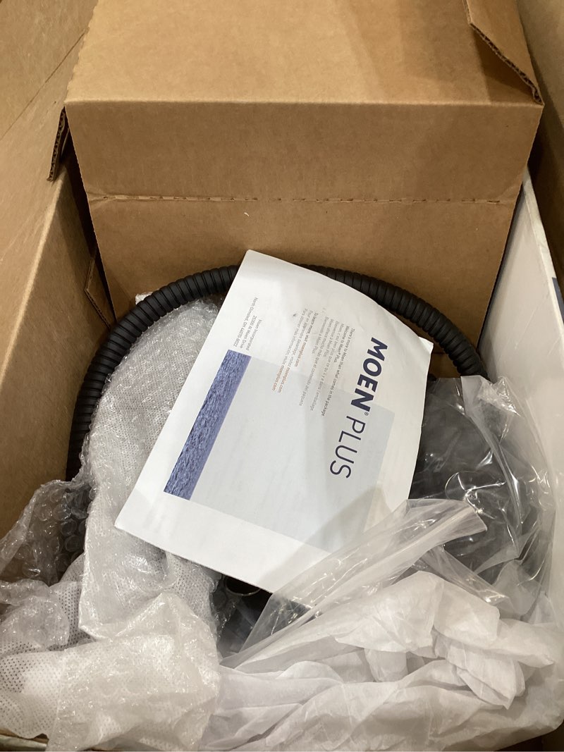 Condition photo showing As Is for moen engage magnetix matte black 3.5-inch six-function detachable handheld showerhead with magnetic docking system, 26100bl matte black showerhead handheld shower