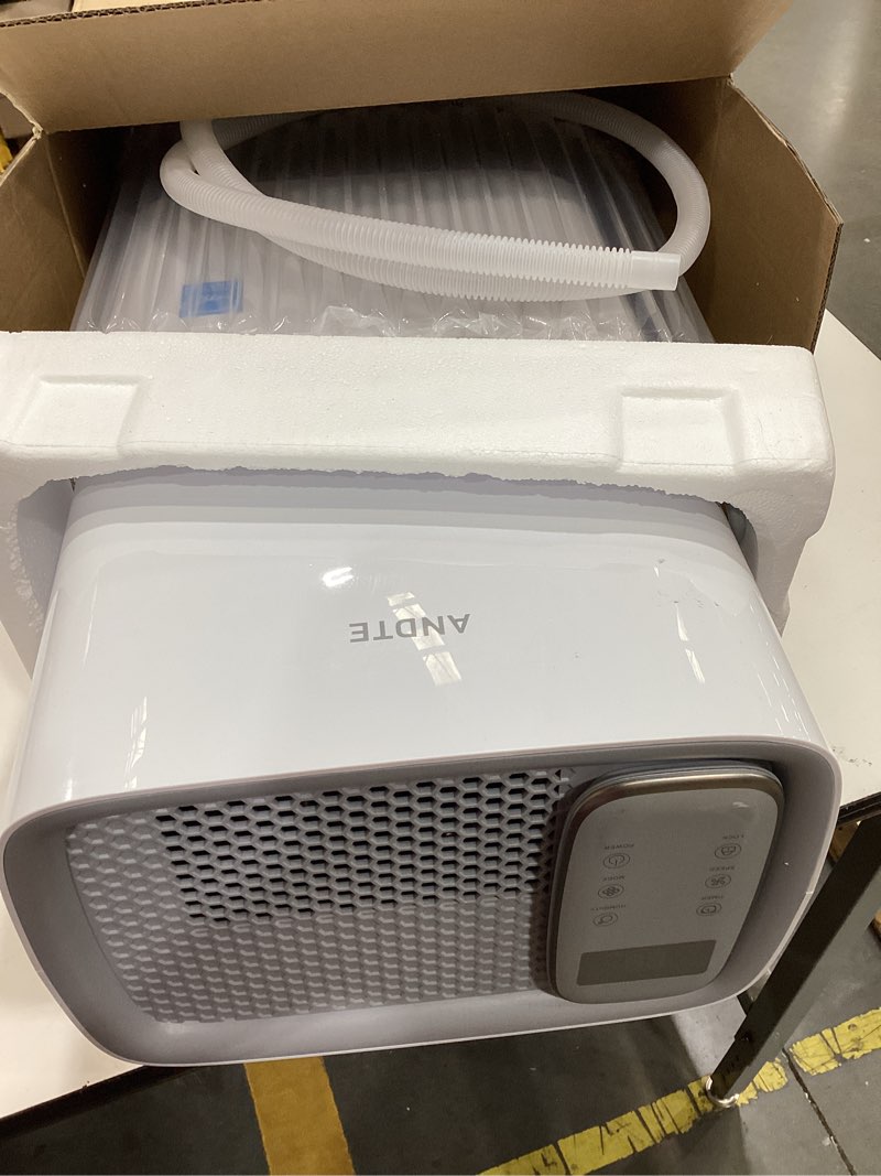 Condition photo showing As Is for 80 pints energy star dehumidifier for basement and home, 5500 sq.ft large room dehumidifiers with drain hose for bathroom living room, smart humidity control, touch control panel, memory restar