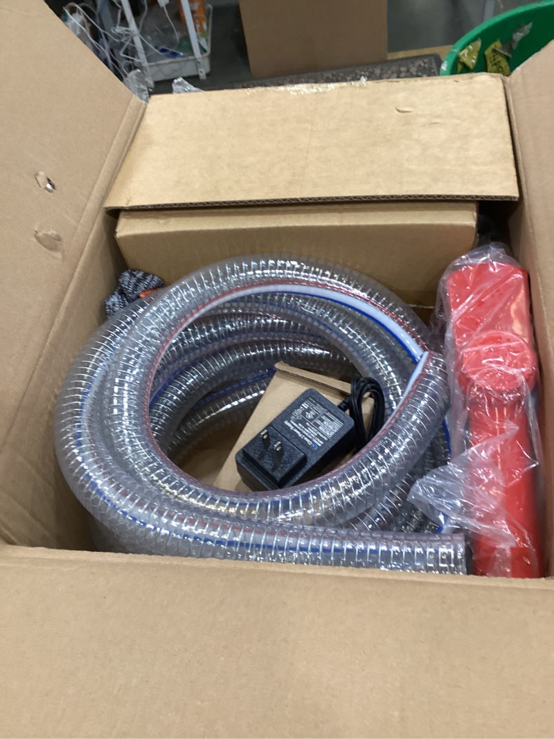 Condition photo showing New/Like New for fuel transfer pump battery powered, 12gpm electric pump kit with 21v 4.0ah battery & charger, portable cordless pump with auto-off nozzle & 2x 6.6ft hoses for diesel kerosene transfer one-battery