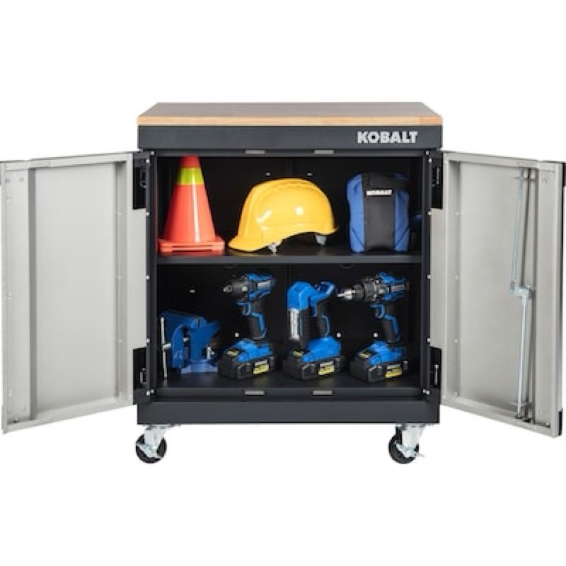 kobalt 28-in w x 32.8-in h x 18.5-in d freestanding steel garage cabinet in silver