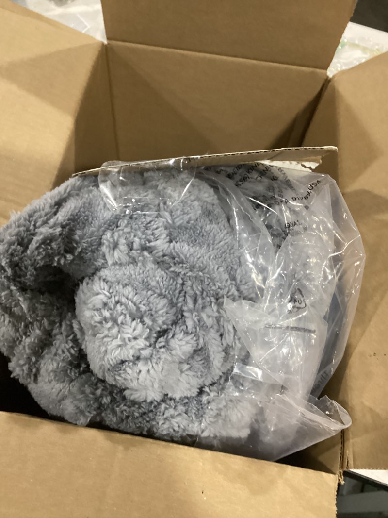 Condition photo showing Good Condition for Bedsure Gentlesoft Sherpa Fleece Throw Blanket for Couch - Fluffy & Cozy Cable Jacquard Tufted Throw for Women Gift, Thick and Warm Christmas Blanket for Winter, Grey, 50x60 Inches 01 - Grey Throw (50" x 60")