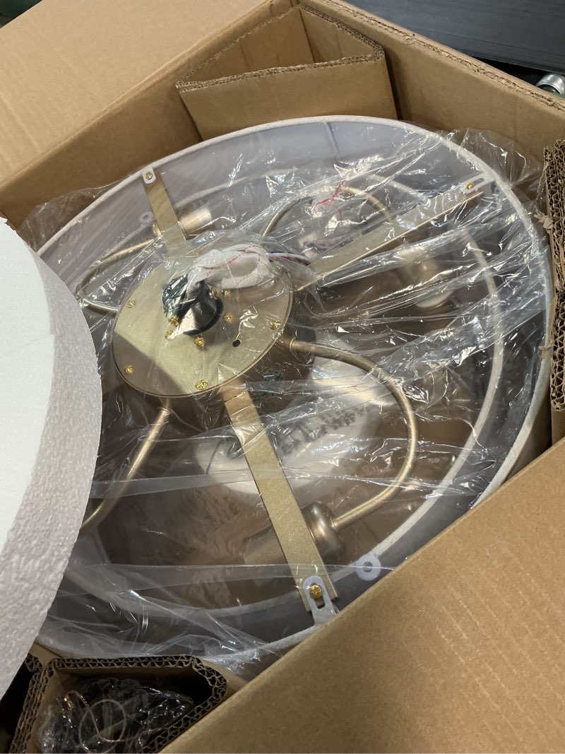 Condition photo showing Good Condition for 20" Boho Ceiling Fans with Lights, Coastal Fandelier Chandelier Ceiling Fan with Light Remote Control, Caged with 6 Speeds for Bedroom, Nursery (Beige)