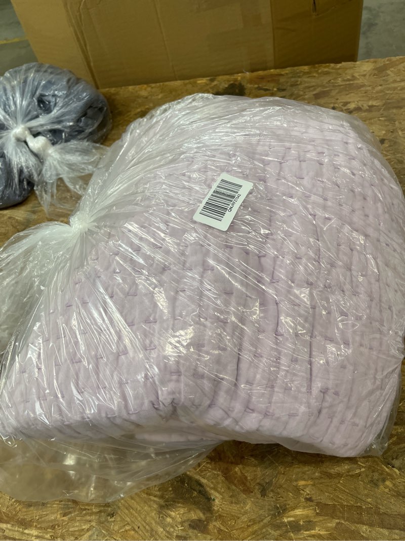 Condition photo showing Good Condition for european linen cotton stitch quilt set, king/cal king, orchid