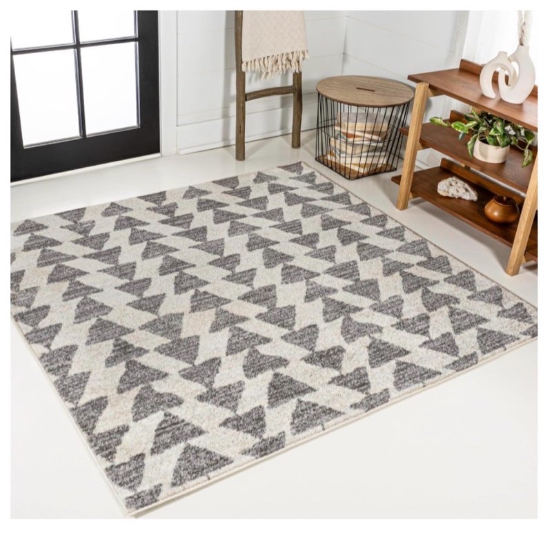JONATHAN Y Aisha Moroccan Triangle Geometric Cream/Gray 4x4 Square Indoor Area Rug, Contemporary, Mo