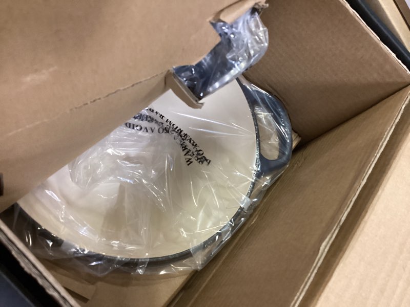 Condition photo showing Good Condition for Cast Iron Dutch oven Pot with Lid for Sourdough Bread Baking – Versatile Bread Oven with Non-Stick Enamel Coating, Matte Finishing, Exquisite Embossed Pattern & Ergonomic Handles Prussian Blue