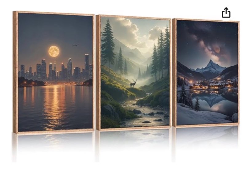 BICERE Large Modern City Moon Framed Canvas Wall Art,Forest Misty Wall Decor,Winter Town Night Wall 