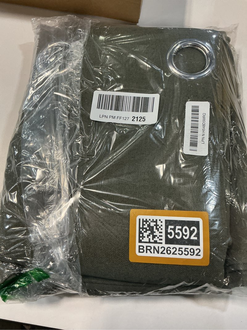 Condition photo showing New/Like New for Dark Olive Green Linen 100% Blackout Curtains 84 Inches Long for Bedroom - 2 Panels Burg Linen Textured Shabby Chic Curtain Drapes for Modern Farmhouse Outdoor/Indoor (2 Pcs,W 52 x L 84 Inch Length) 52"W x 84"L (Pack of 2) Olive Green