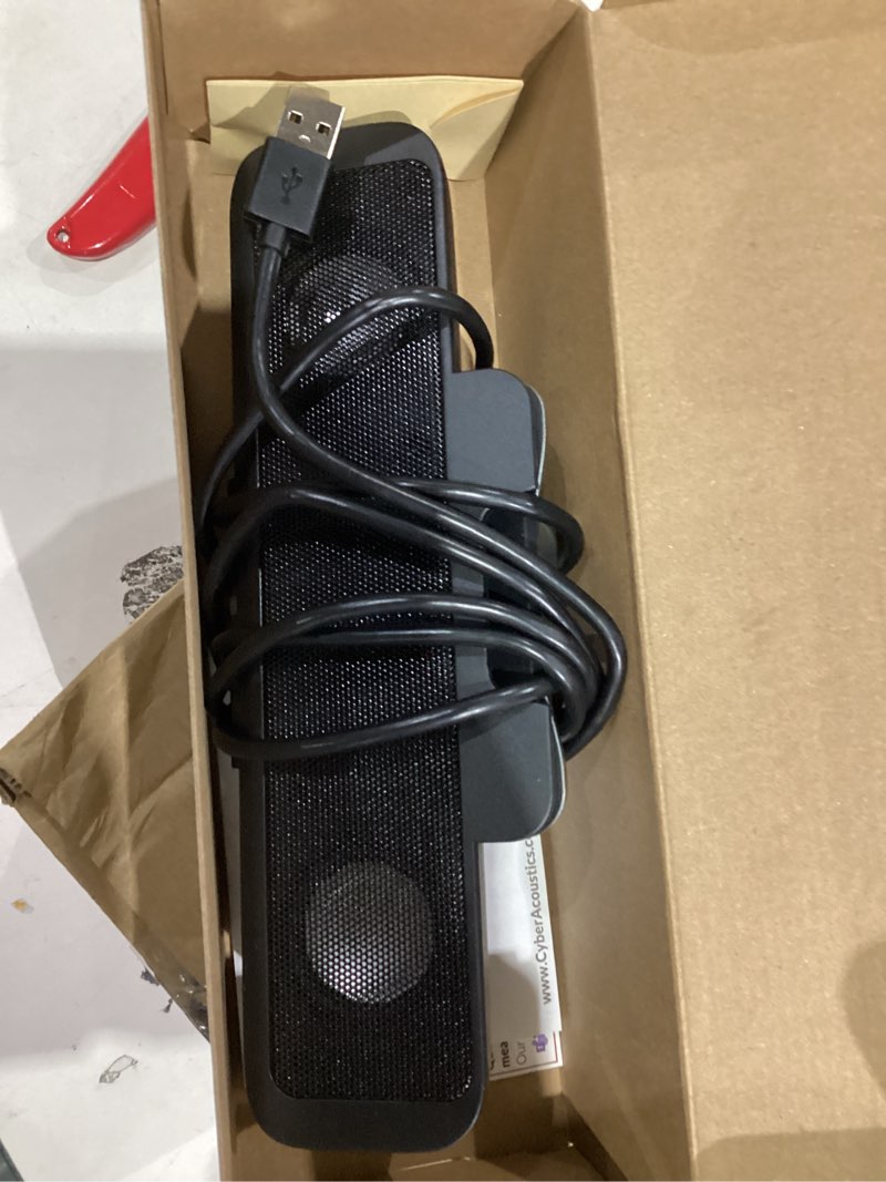 Condition photo showing Good Condition for Cyber Acoustics USB Speaker Bar (CA-2890) – Stereo USB Powered Speaker, Easily Clamps to Monitor, Convenient Controls