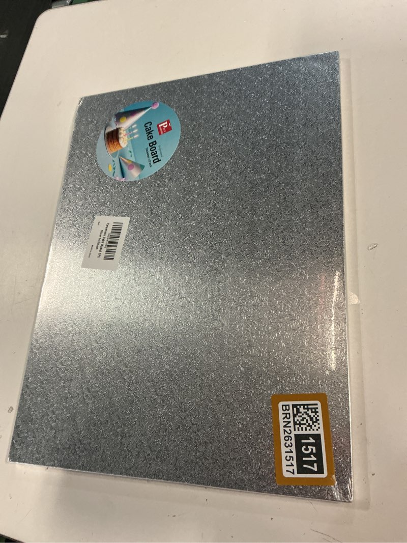 Condition photo showing New/Like New for 19 x 14 Inch Half Sheet Cake Boards 1/2inch Thick, Pack of 1 - Sturdy Half Sheet Cake Drums with Smooth Straight Edges, Waterproof & Oil-Proof (Silver, 14x19"(half sheet)) 14x19"(half sheet) Silver