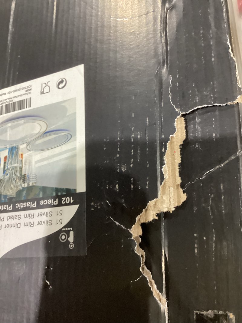 i00000 102pcs silver plastic plates, disposable plastic party plates with white silver rim fancy wed