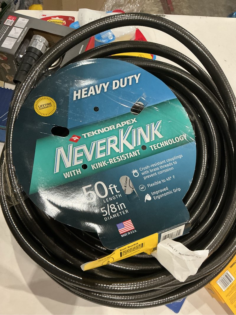 Condition photo showing As Is for neverkink teknor apex 5/8-in x 50-ft heavy kink free vinyl gray coiled hose