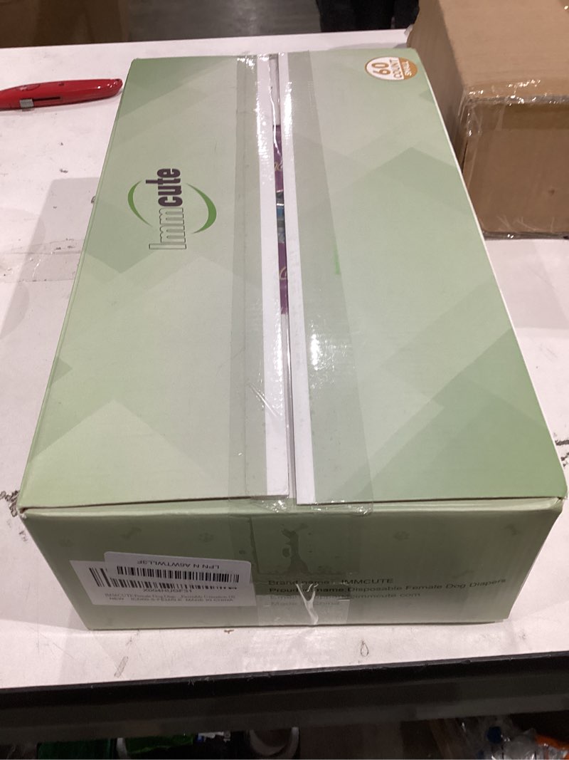 Condition photo showing New/Like New for IMMCUTE Dog Diapers Female Small, 60 Count, Breathable & Adjustable Disposable Puppy Diapers, Super Absorbent Female Dog Diapers for Heat, Excitable Urination, Incontinence Small 60ct