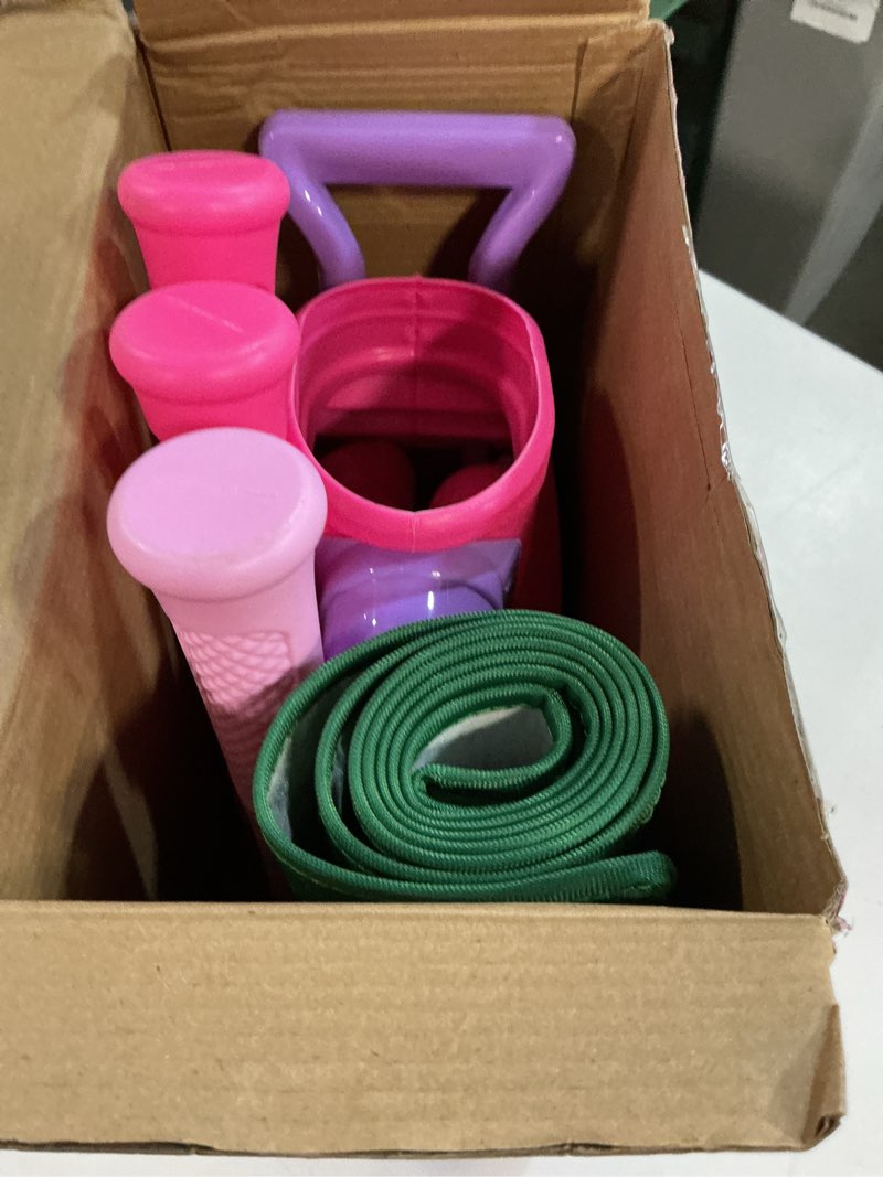 Condition photo showing Good Condition for liberry toddler golf set with putting mat for 2 3 4 years old boys girls, upgraded kids golf cart with unique shoulder strap design, indoor and outdoor golf toys gifts (pink) pink with mat
