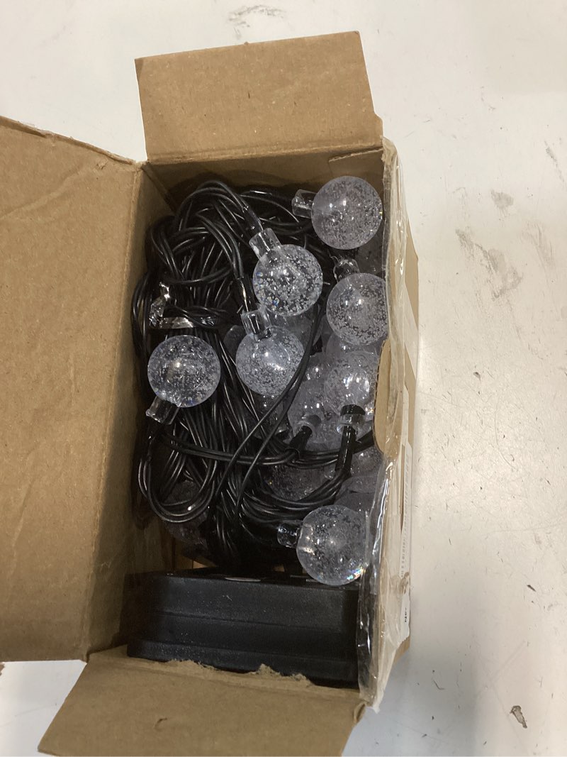 Condition photo showing Good Condition for Metaku Solar String Lights for Outside, 20FT 30 LED Crystal Globe String Lights, Solar Powered Outdoor Lights with 8 Lighting Modes, Patio Hanging Lights for Garden, Camping and Party Décor Warm Whit Warm White 20 Feet