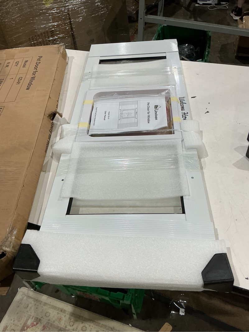 Condition photo showing Good Condition for cat door for window, quick installation adjustable width of 31"-36", cat window door with 4 locking modes, magnetic closure design, weatherproof aluminum frame cat door window insert 31-36 inches