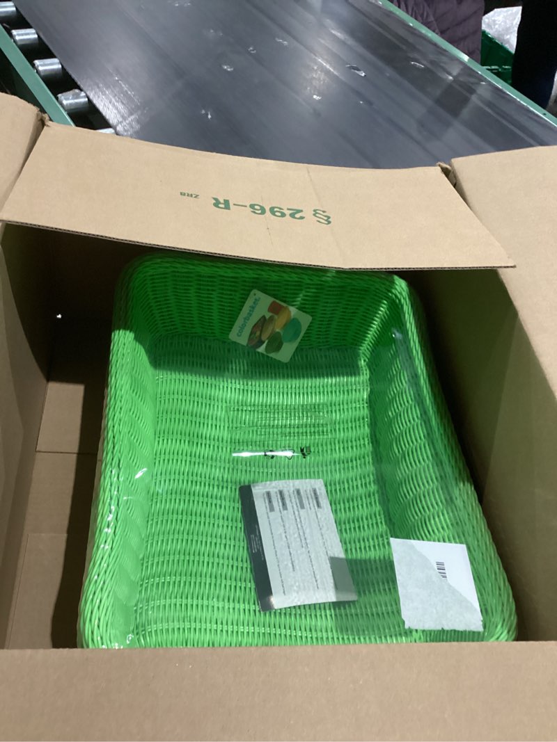 Condition photo showing As Is for Rectangular Thick Trim Storage Basket, (Green)