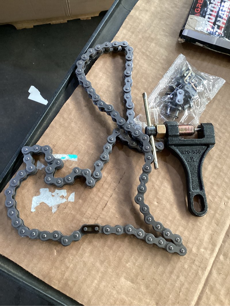 Condition photo showing As Is for grehua 420 mini bike rear drive chain 90 link & breaker compatible with coleman powersports ct200u bt200x ct200u-ex baja warrior massimo mb200 trailmaster predator 212cc 196cc minibike parts 420-90l