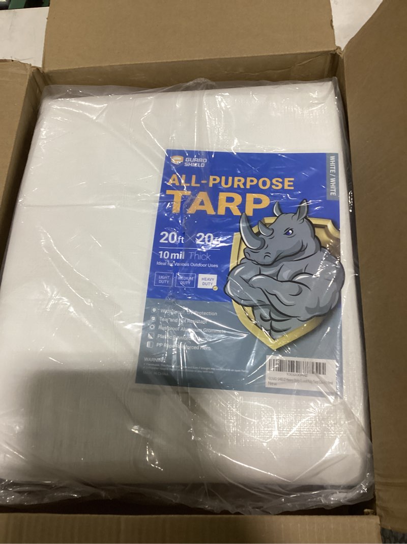 Condition photo showing Good Condition for guard shield heavy duty tarp 20x20 feet white multi purpose thick waterproof poly tarp cover 10mil
