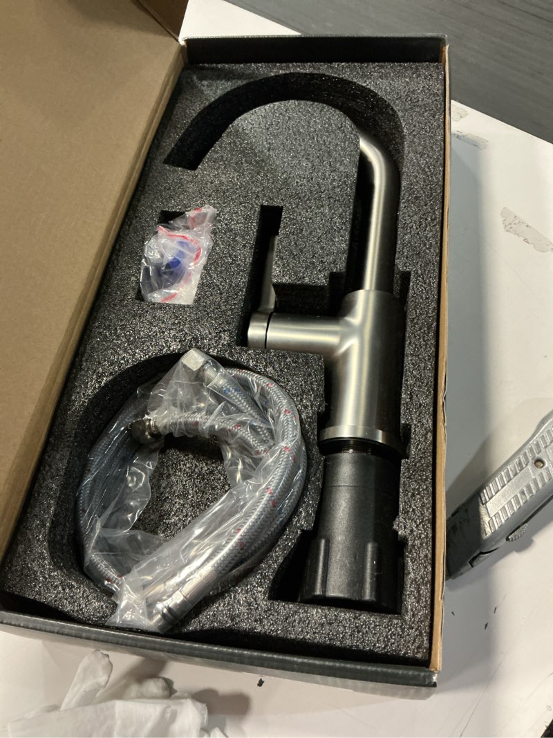 Condition photo showing Good Condition for Stainless Steel Bar Sink Faucet, Versatile Bathroom and Kitchen Faucet - Single Handle Single Hole Premium Lavatory Faucet for Indoor and Outdoor (Brushed Nickel)