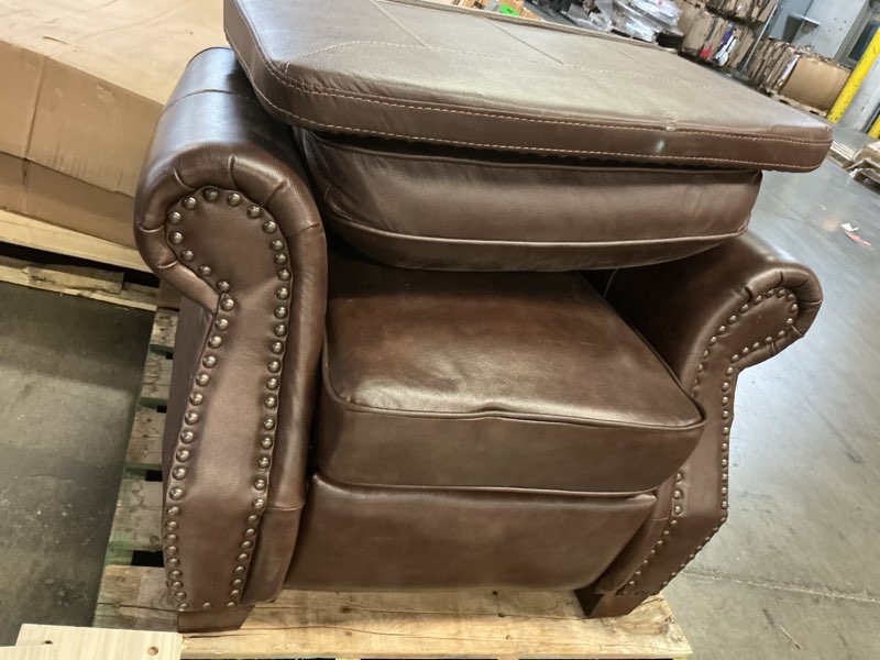Brown Faux Leather Standard (No Motion) Recliner with Nailhead Trim
